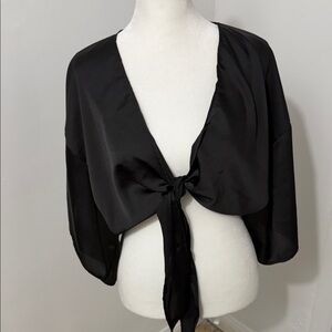 Black Tie-Front Shrug